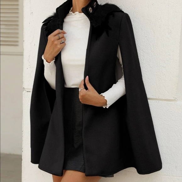 Feather detail cape coat - Picture 4 of 13